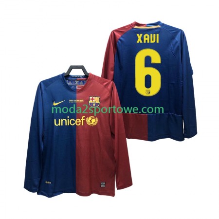 Koszulka FC Barcelona XAVI 6 Champions League 2008 2009 Retro Domowe Stroje Piłkarskie Długi Rękaw